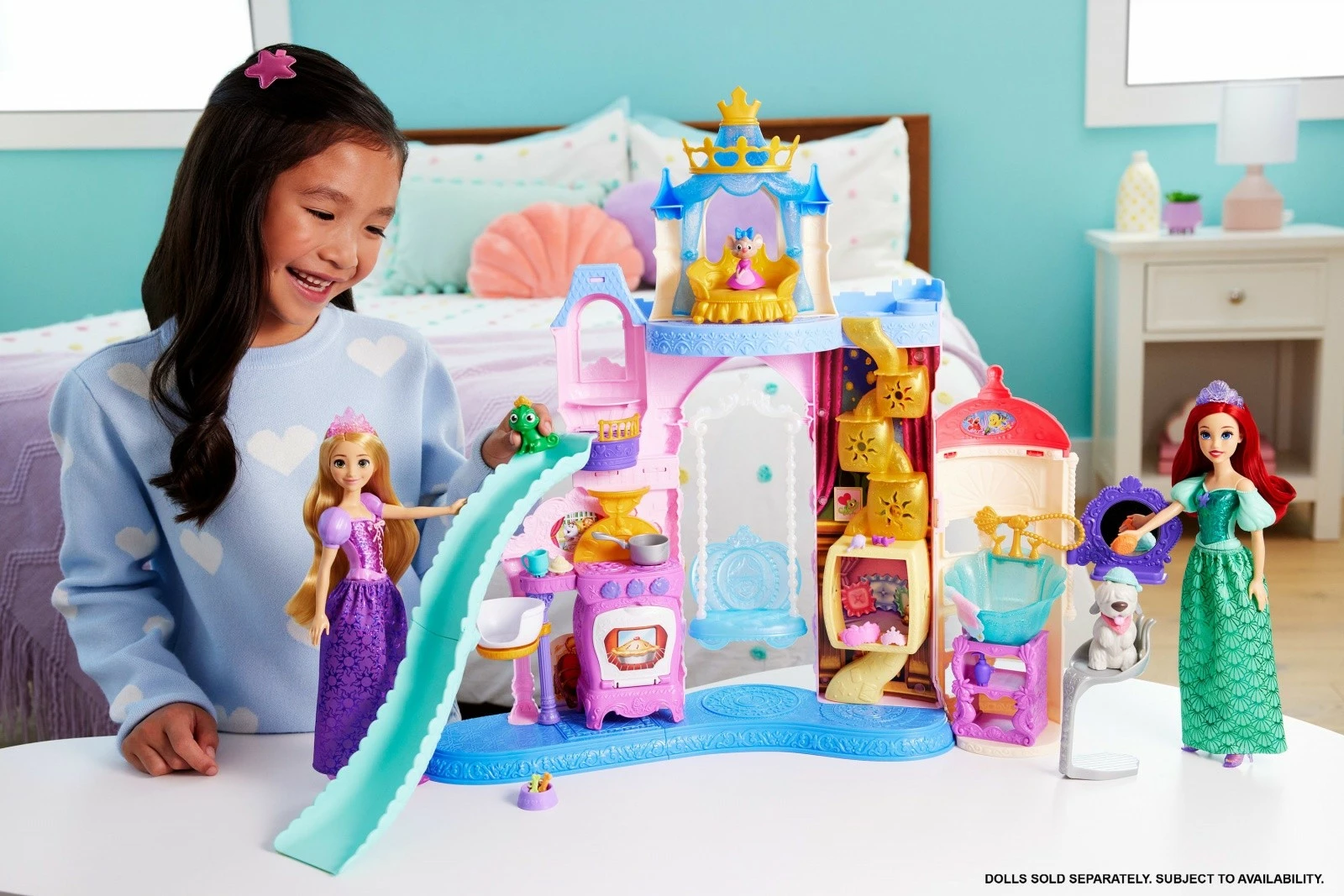 Shtëpi lodër Disney Princess Animal Palace me 3 figurina kafshësh, Mattel JBF96, shumëngjyrëshe