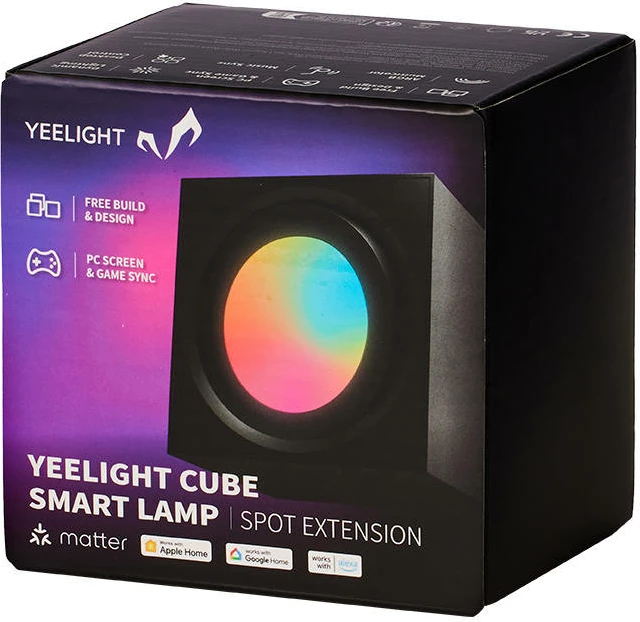 Dritë smart Yeelight Cube Light Spot, panel gaming, ARGB, Wi-Fi, Bluetooth, e zezë