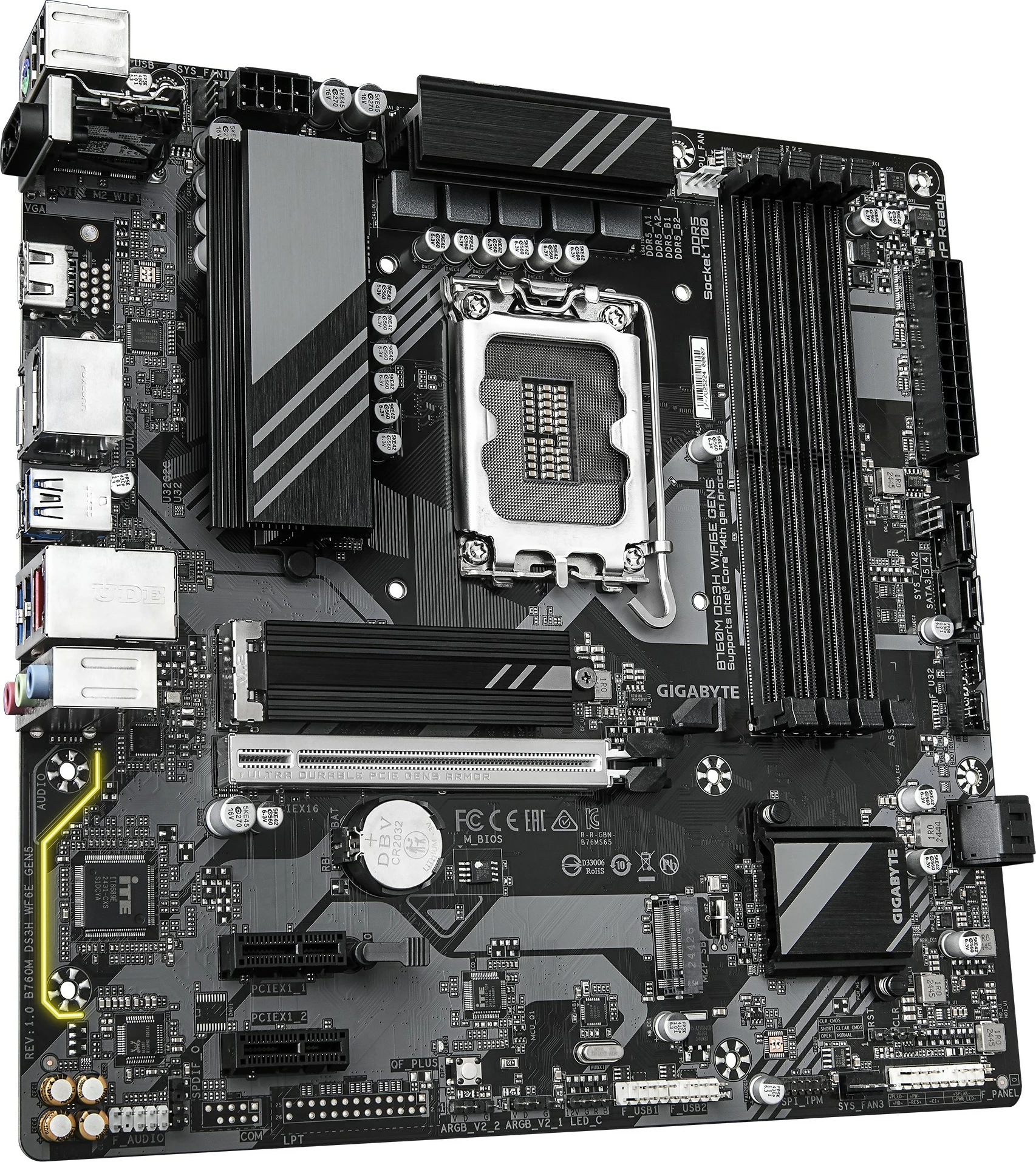 Pllakë amë Gigabyte B760M DS3H WF6E GEN5, micro ATX, PCIe 4.0, WiFi, Bluetooth