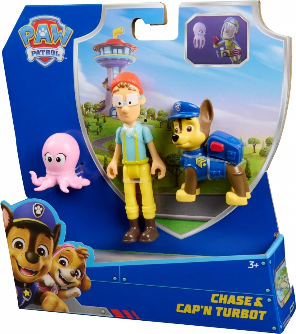 Set figurina Paw Patrol Spin Master Chase & Captain Turbot me oktapod, plastikë