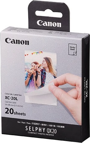 Set bojë dhe letër foto Canon XC-20L për SELPHY QX20, 20 fletë