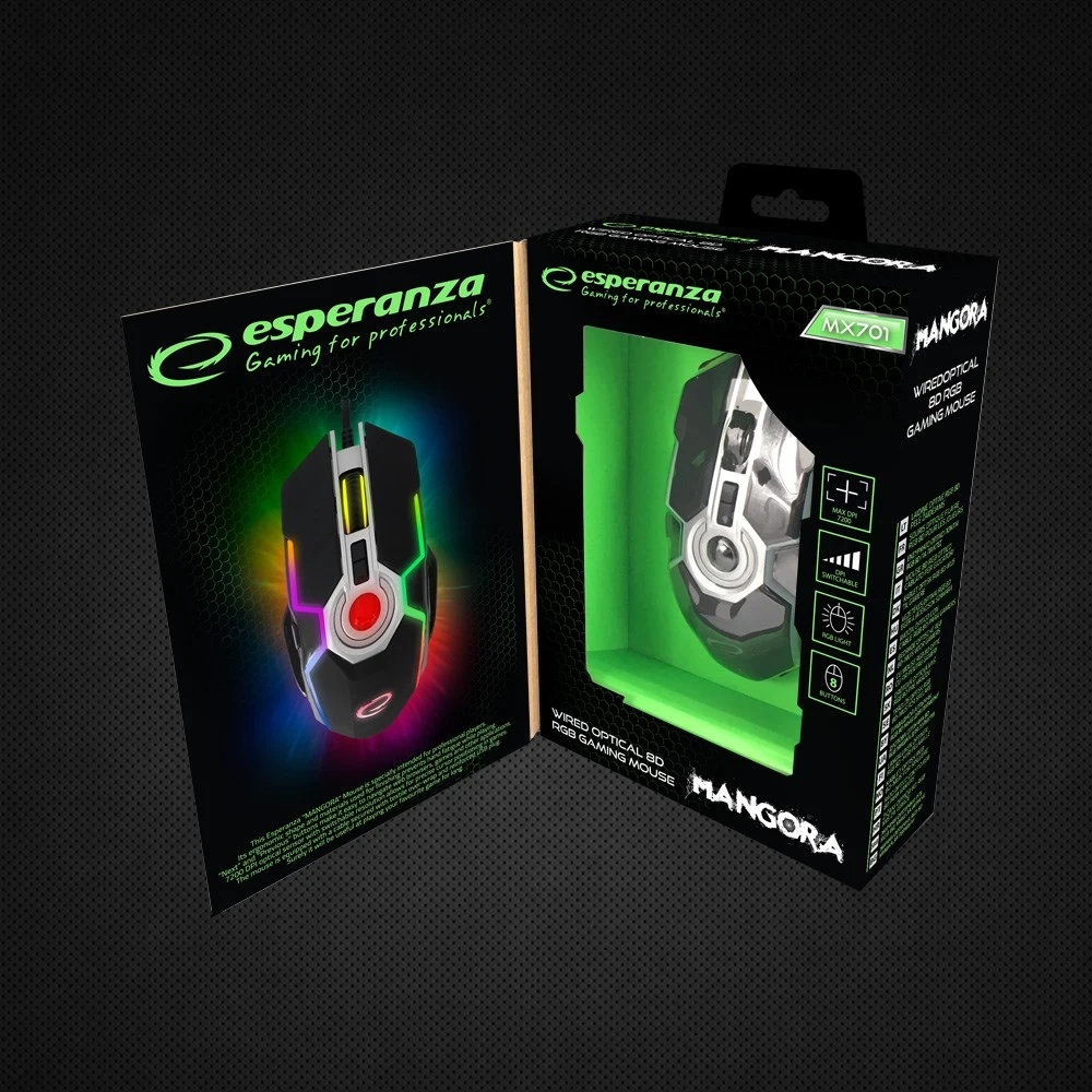 Maus për gaming Esperanza EGM701, 7200 DPI