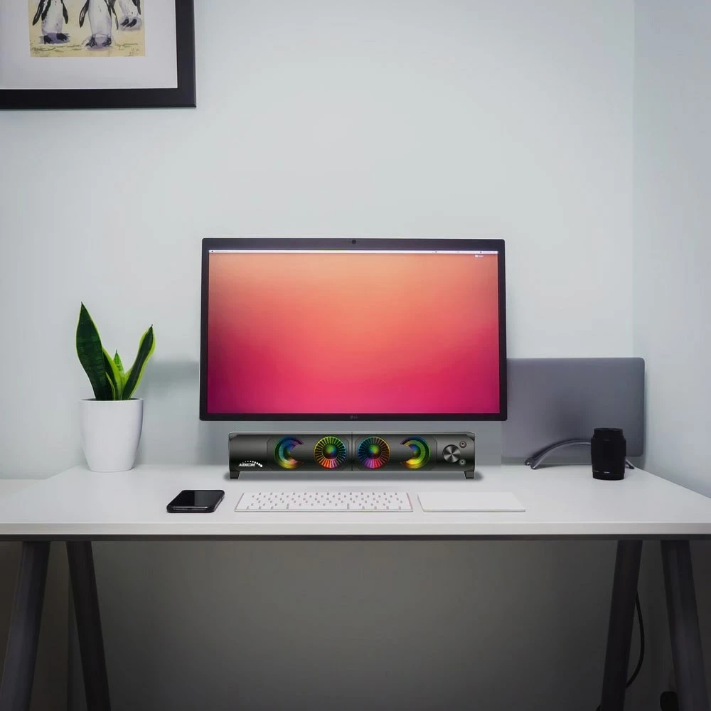 Kasë altoparlantë AUDIOCORE AC955 me RGB LED, 2x3W, USB, AUX 3.5mm, e zezë