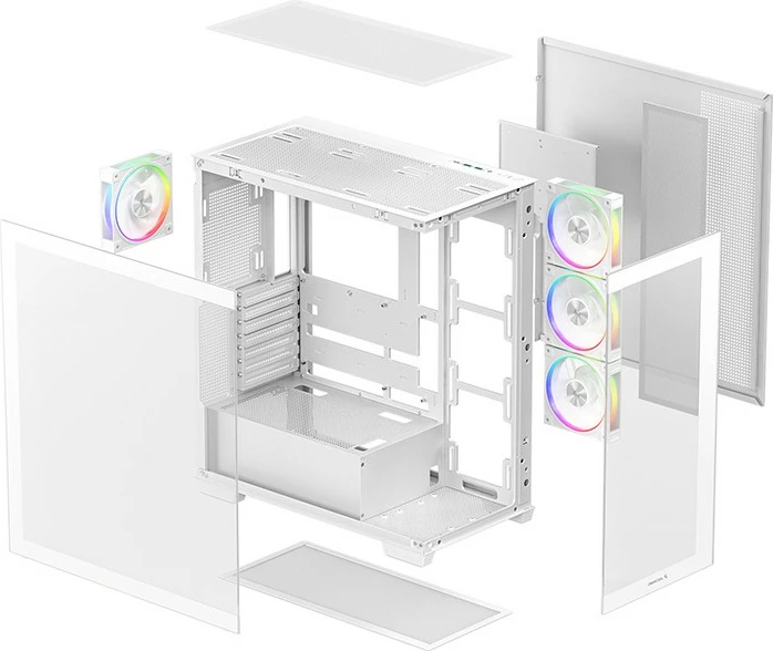 Kasë Deepcool CG580 4F V2, Midi Tower, xham i temperuar, RGB, e bardhë