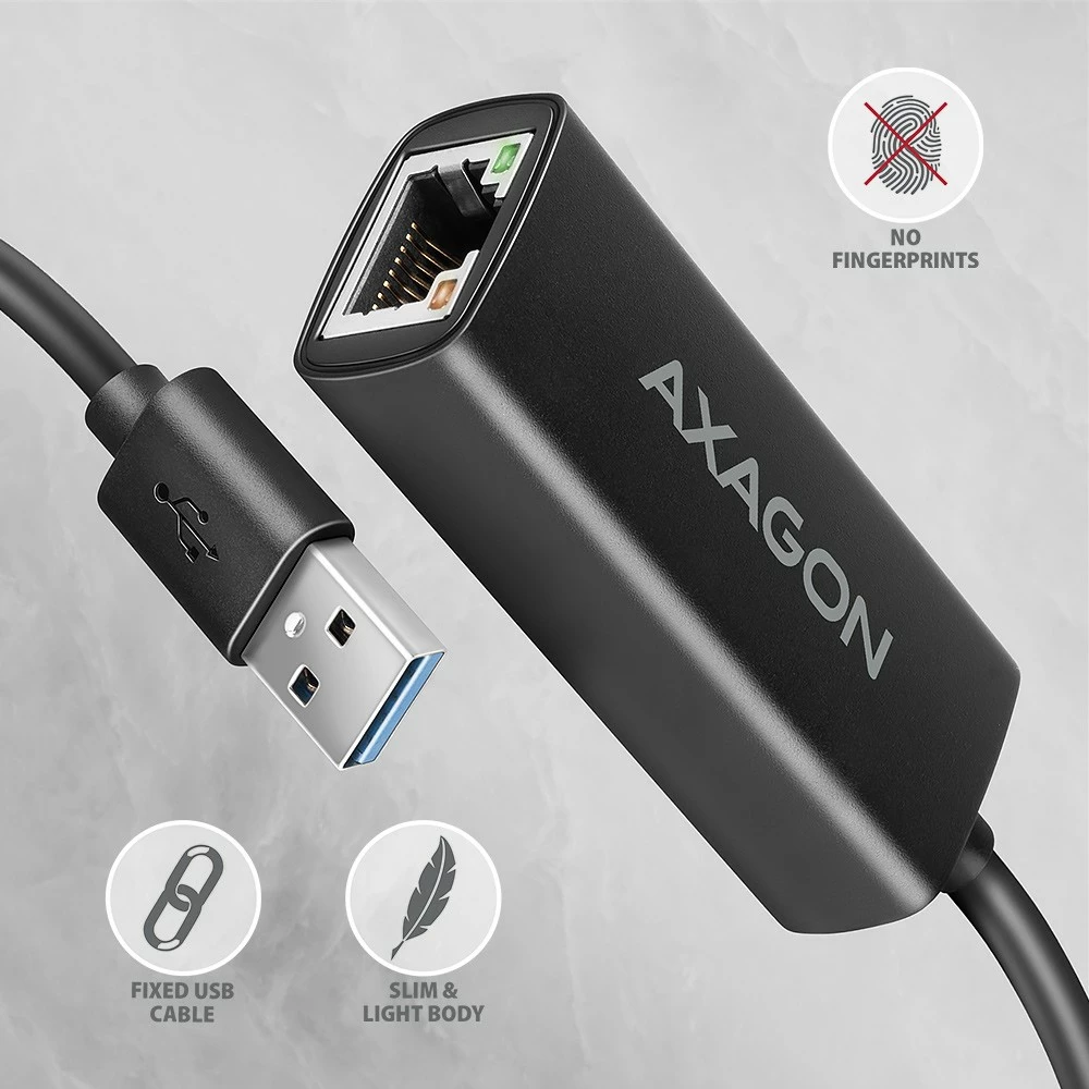 Kartë rrjeti AXAGON ADE-AR, USB-A 3.2 Gen 1, Gigabit Ethernet, e zezë