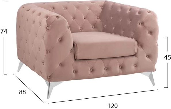 Fotelje Albert, ngjyrë rozë e zbehtë, FH3130.05, 120x88x74 cm