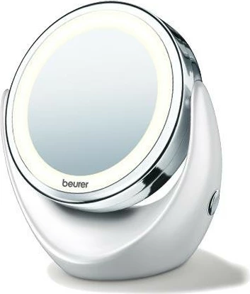 Pasqyrë kozmetike Beurer BS49, e ndriçuar, 5x zmadhim, argjendtë/bardhë