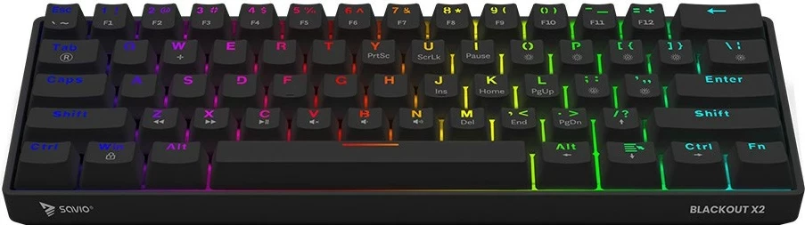 Tastierë mekanike gaming SAVIO BLACKOUT X2 Blue, 60%, RGB, QWERTY US, e zezë