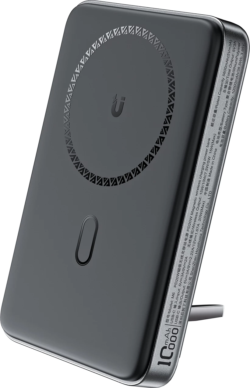 Powerbank Acefast M6, 10000mAh, 20W, me mbështetëse, me kabllo, e zezë