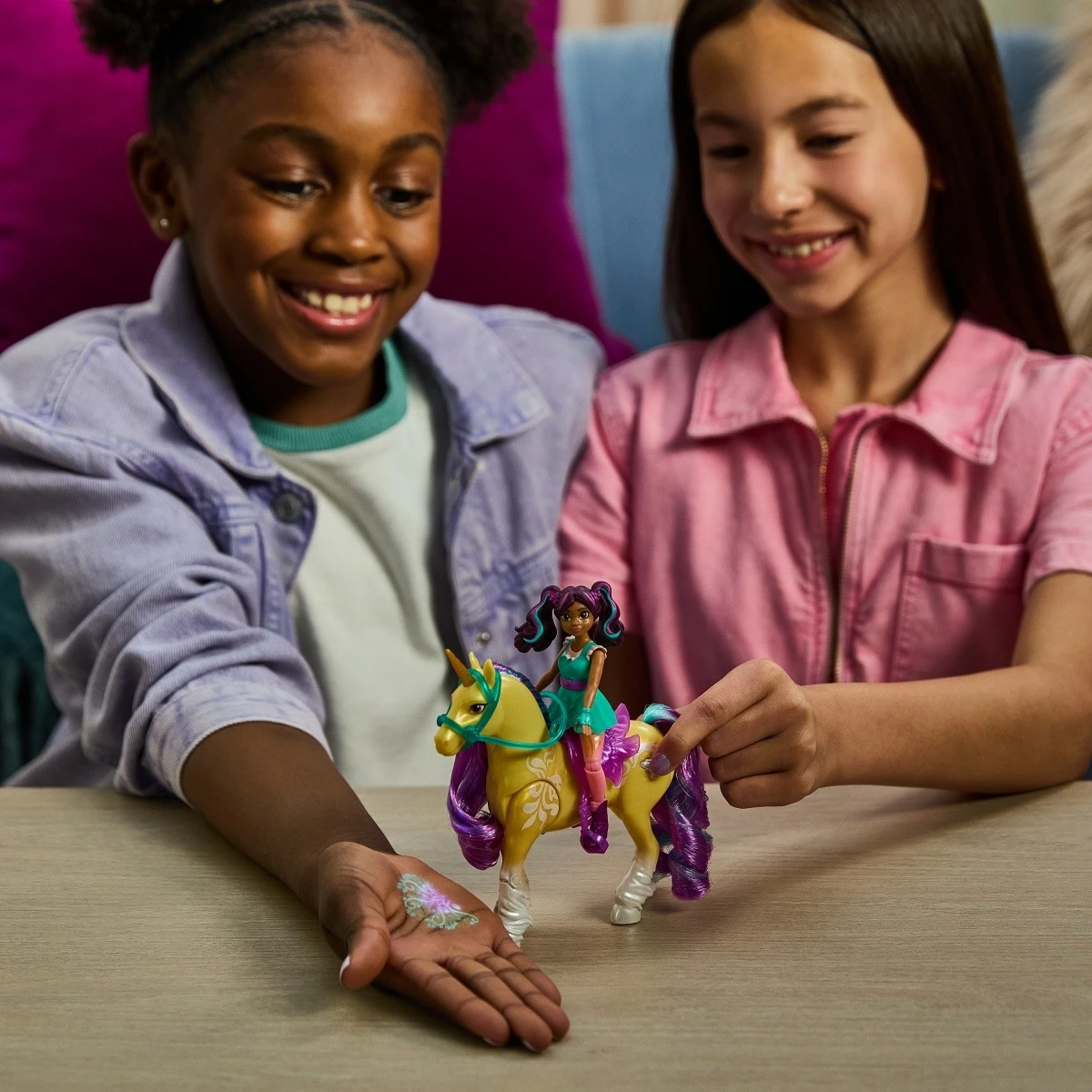 Set figurina Unicorn Academy Spin Master Ava & Plant Magic Leaf, 11 cm + 12 cm, për vajza