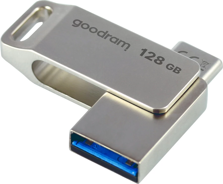 USB Flash Drive Goodram ODA3, 128GB, USB 3.2, USB-A/USB-C, Argjend