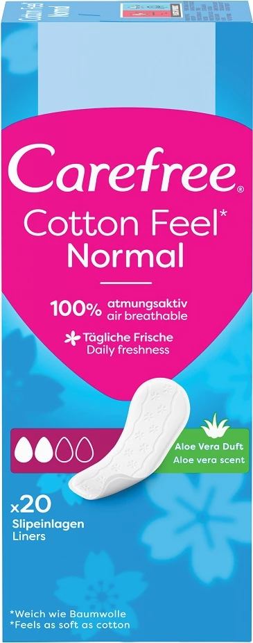Peceta higjienike për femra Carefree Cotton Feel Normal me aromë aloe, 20 copë