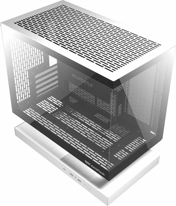 Kasë Darkflash F1 midi tower, M-ATX/ITX, x3 HDD + x3 SSD, panel xham i temperuar, USB-A 3.0 x2/USB-C, e bardhë, set me 6 ventilatorë ARGB