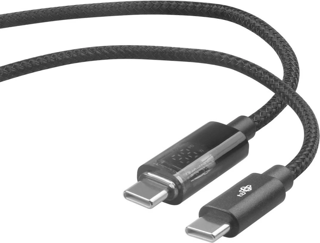 Kabllo USB C në USB C TB, 1m, me tregues LED, 100W, e zezë