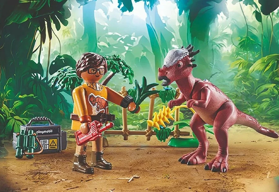 Set lodrash Playmobil Dinos 71822 me figurë Stygimoloch dhe studiues, 37 pjesë