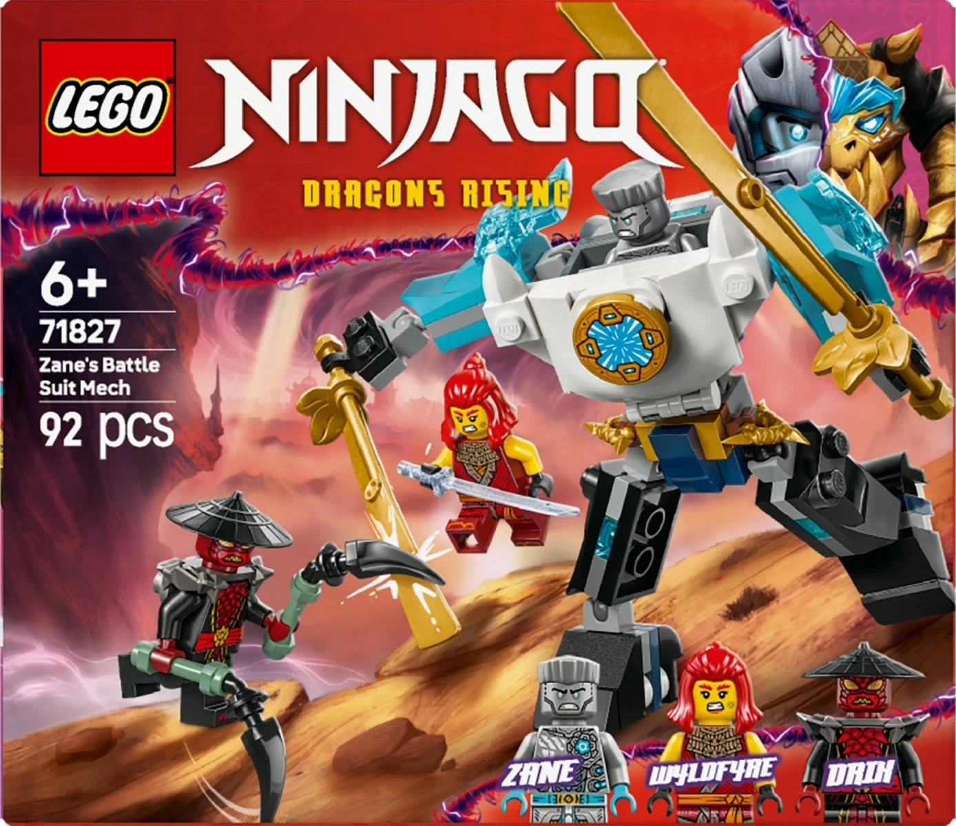 Set LEGO Ninjago Zane's Battle Armor Mech 71827, 92 pjesë, për fëmijë