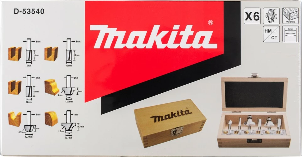 Set frëzash Makita 6 copë, 8mm