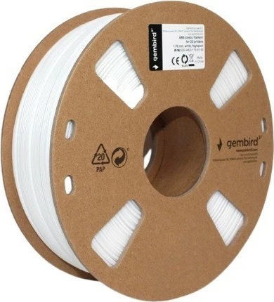 Filament 3D printeri Gembird 3DP-ABS1.75-01-W, ABS, 1.75 mm, 1 kg, Bardhë
