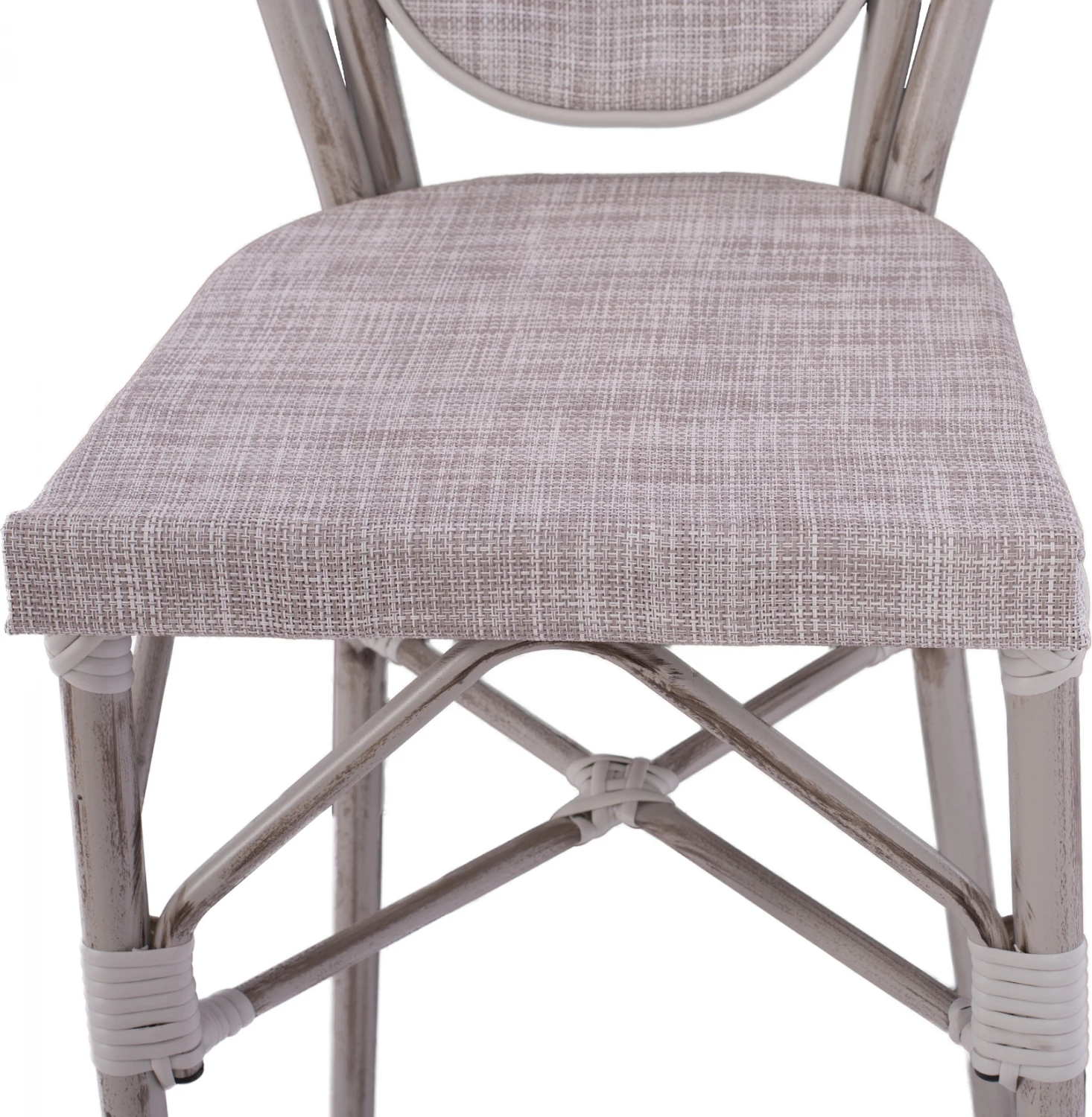 Karrige për bar alumin, pamje bambu, patinë e bardhë, FH5110, 47x61x115 cm