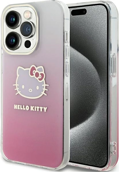 Mbështjellës Hello Kitty IML Gradient Electrop Kitty Head për iPhone 15 Pro, rozë
