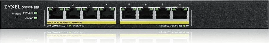Switch Zyxel GS1915-8EP, Managed L2 Gigabit Ethernet (10/100/1000), PoE, E zezë