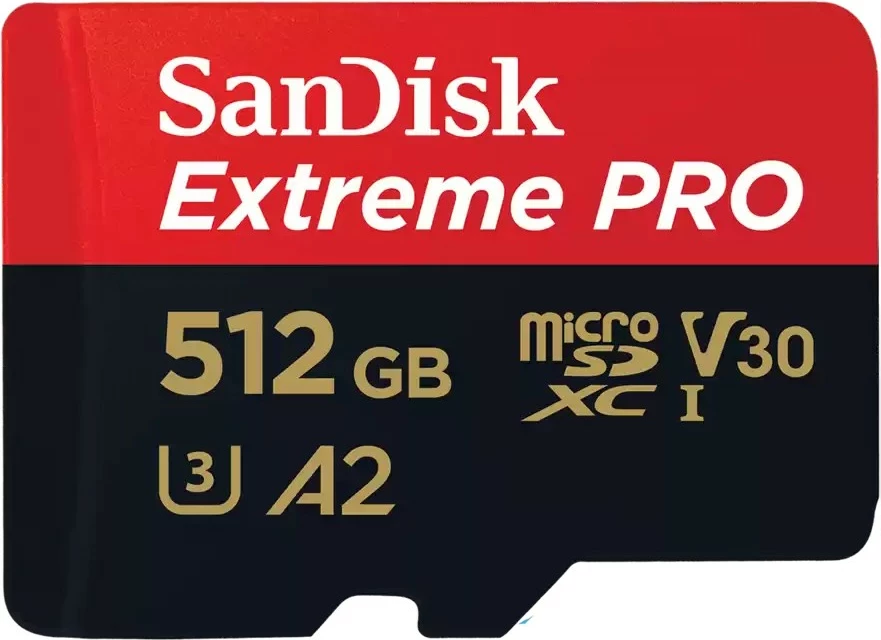 Kartelë memorie SanDisk Extreme PRO, 512 GB, MicroSDXC, Class 10, UHS-I, 200 MB/s, 140 MB/s, e zezë e kuqe