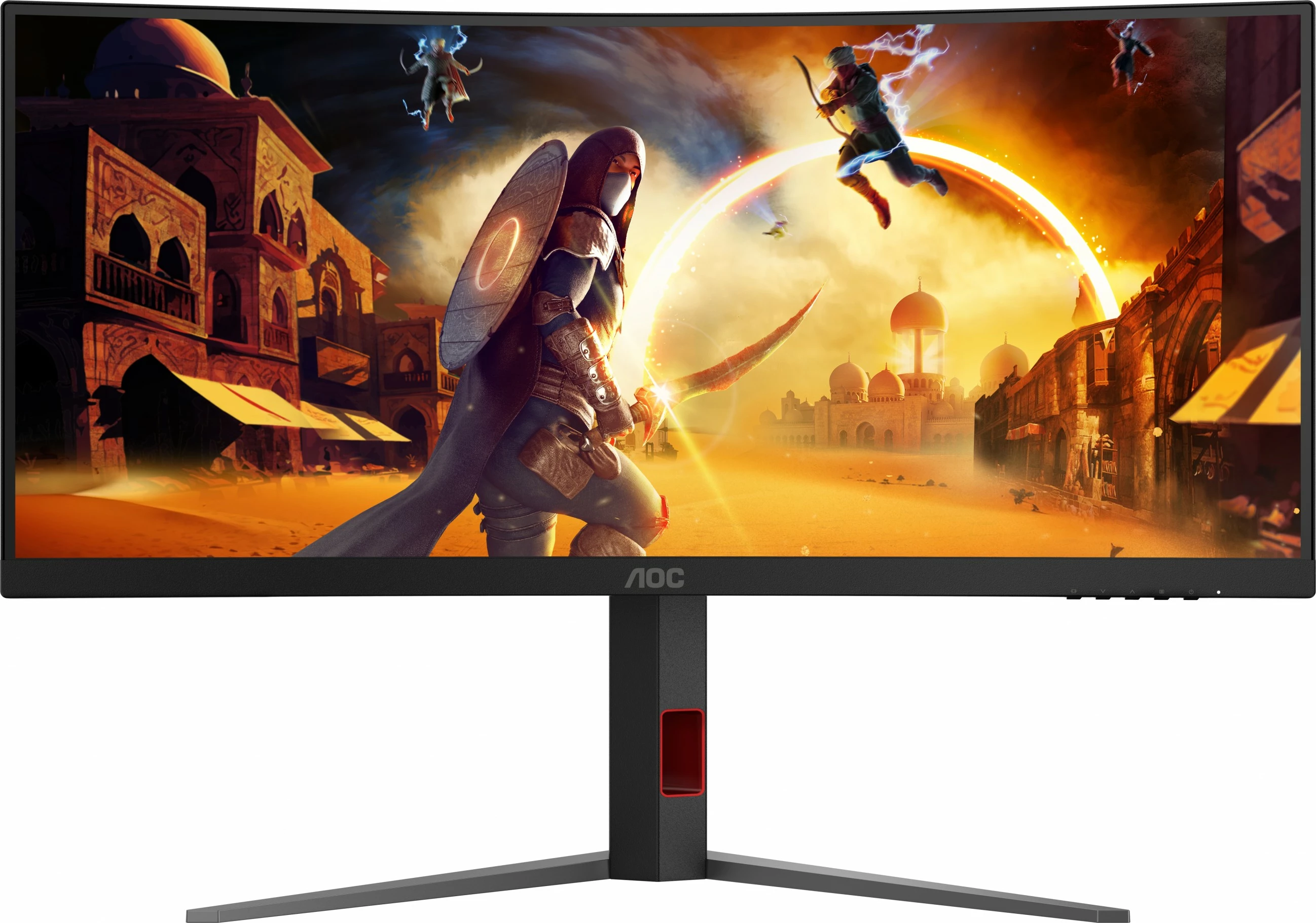 Monitor gaming AOC CU34G4Z, 34 inç, 3440x1440, 240Hz, USB Hub, e zezë/kuqe