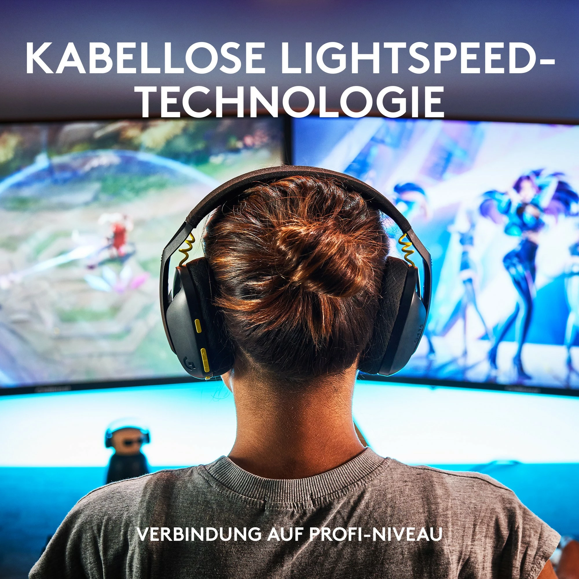 Kufje gaming Logitech G435 LIGHTSPEED, pa tela, e zezë dhe e verdhë neon