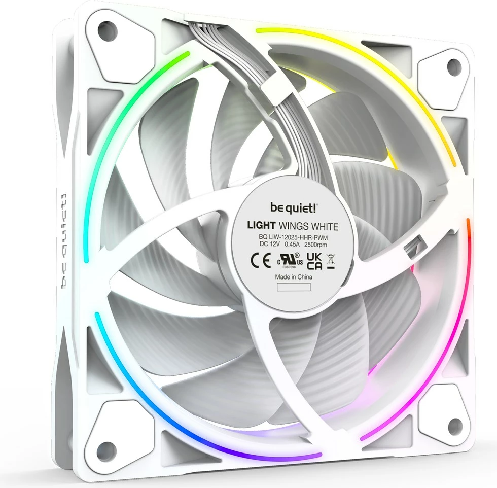 Kasë fan BE QUIET! Light Wings White BL101, 120mm, 3 copë, RGB, Bardhë