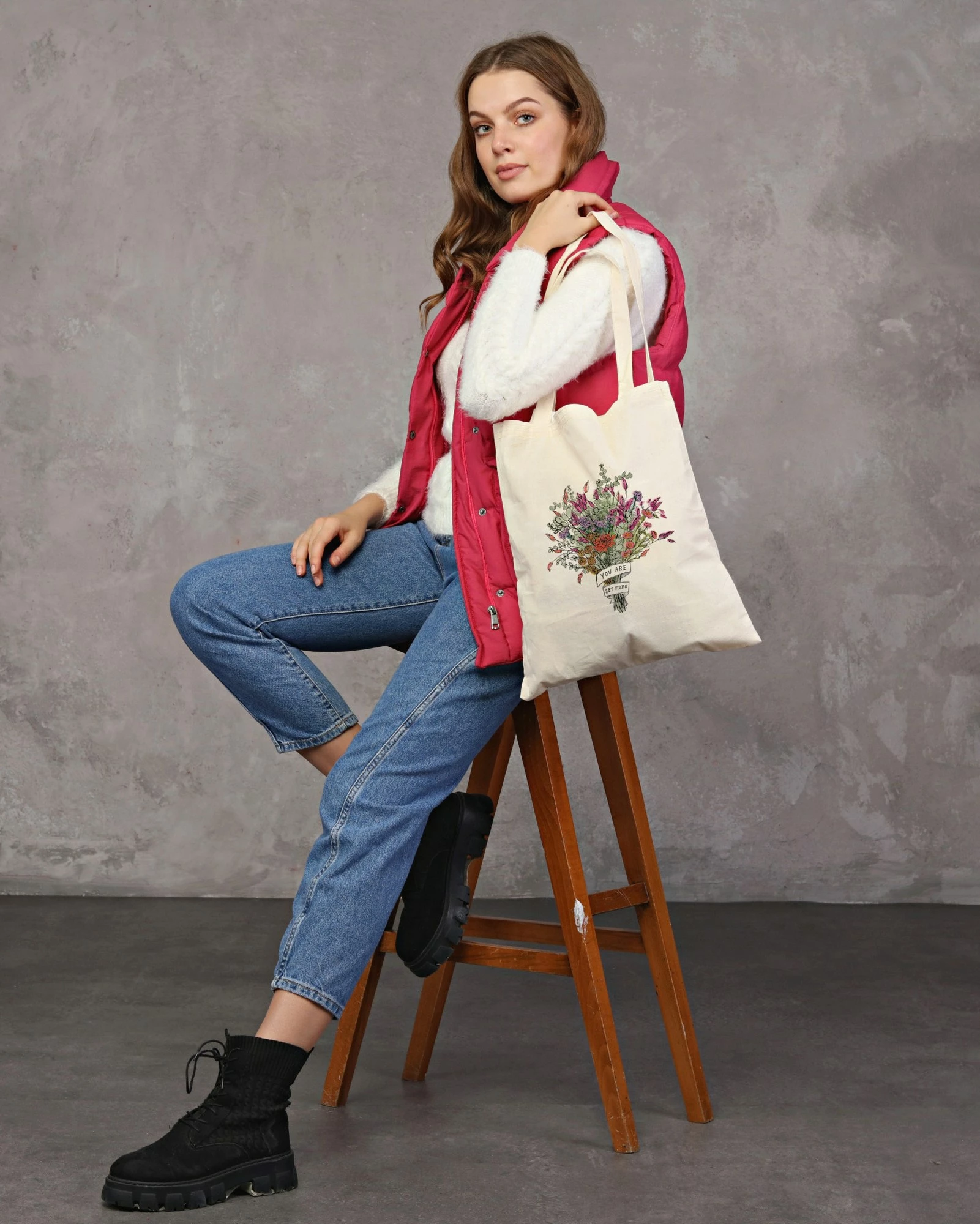 Çantë tote Zoozie Bags, krem, 35x40cm, 0481