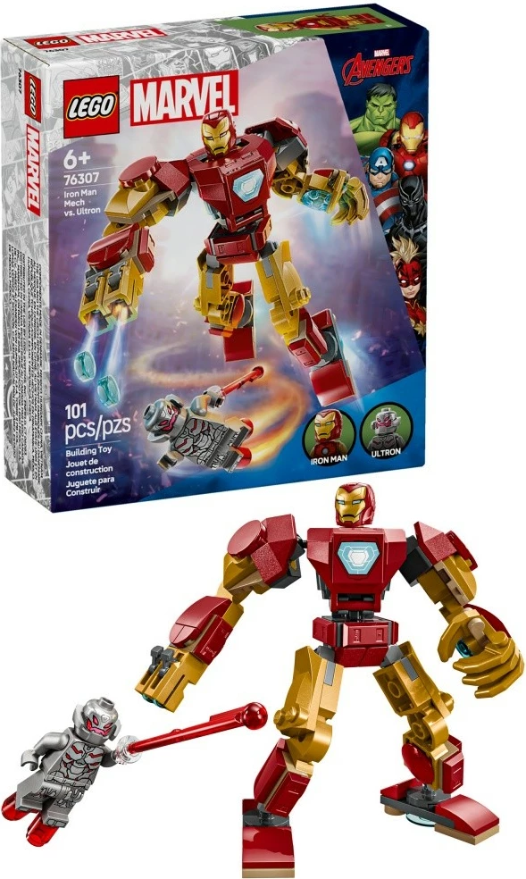 Set LEGO Marvel Super Heroes 76307 Iron Man Mech vs. Ultron, 101 pjesë, plastikë