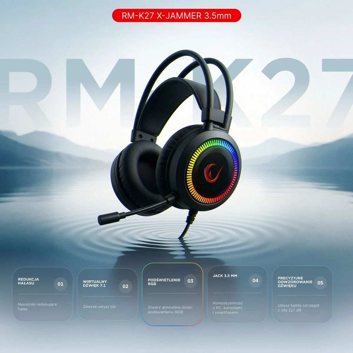 Kufje gaming Rampage X-JAMMER 7.1, me mikrofon, të zeza