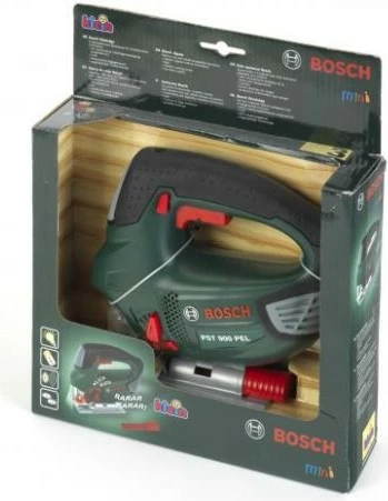 Lodër sharrë elektrike Bosch për fëmijë, Klein 8379, me bateri, e zezë/gri/e gjelbër/e kuqe