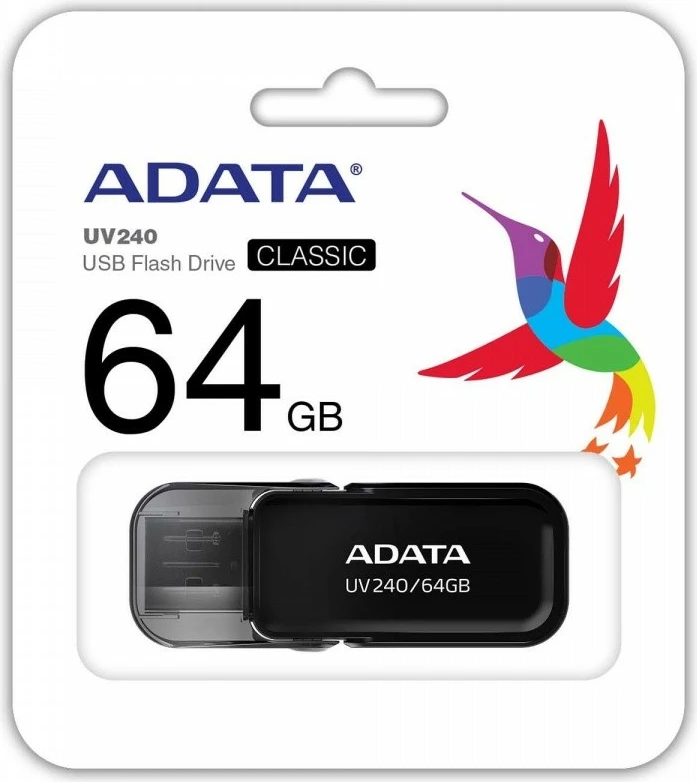 Pendrive Adata UV240, 64GB, USB 2.0, e zezë