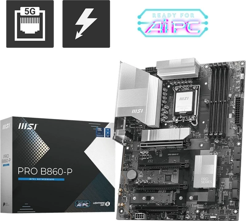 Pllakë amë MSI PRO B860-P, Intel B860, Socket LGA 1851, ATX, E zezë