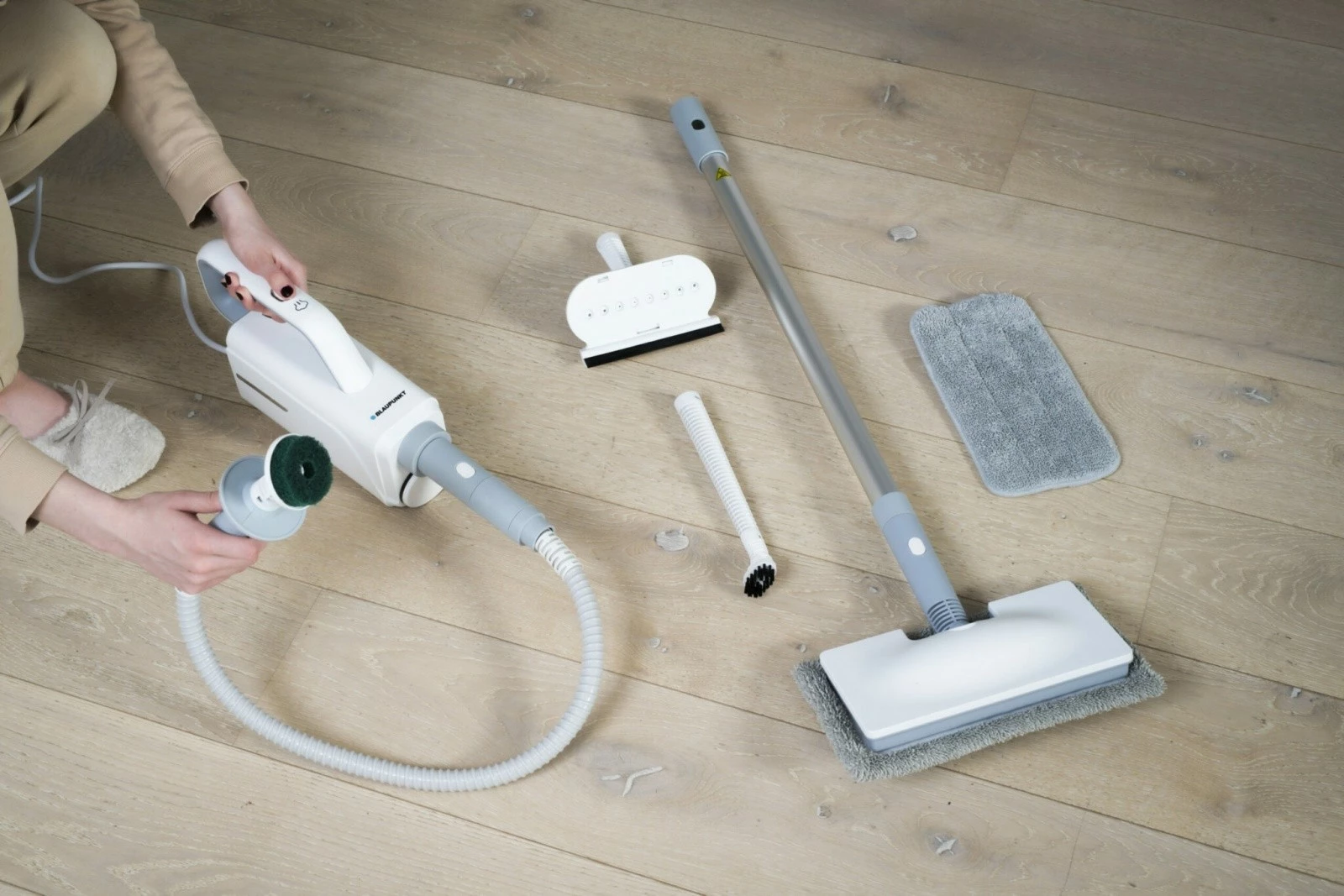 Mop me avull Blaupunkt STM601, 1500 W, 360 ml, Gri/Bardhë, me aksesorë