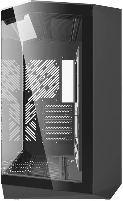 Kasë Darkflash DY470, Big Tower, xham i temperuar, pa ventilatorë, e zezë