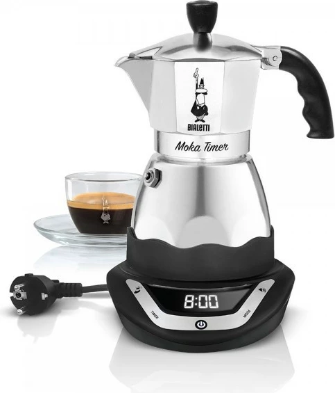 Moka elektrike Bialetti Mokka-EASY TIMER, 6 filxhanë, inox, LED ekran