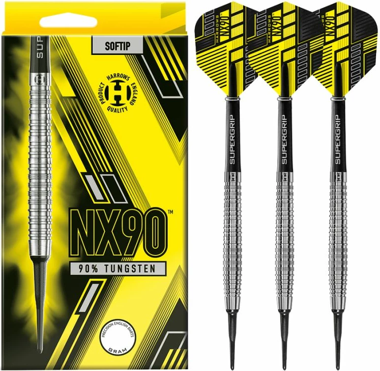 Shigjeta darts Harrows për meshkuj/femra, të zeza/verdhë/argjend
