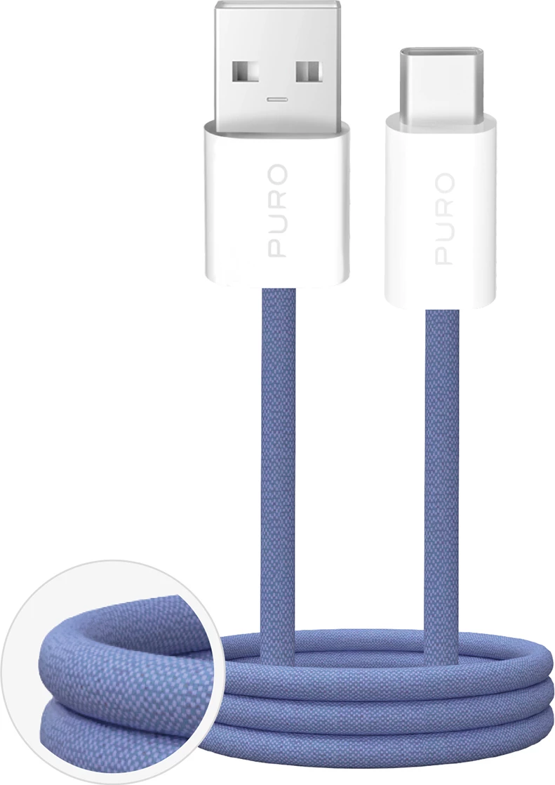 Kabllo USB-A në USB-C Puro Fabrik 2.0, 1.5m, 10W, Kaltër