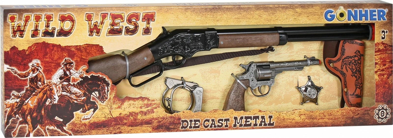 Set cowboy Pulio Gonher, metal e plastikë, për djem, Silver/Wood-like