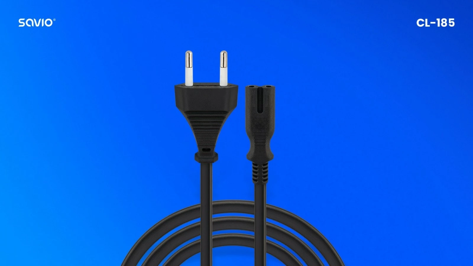 Kabllo rryme Savio CL-185, 2pin, 5m, e zezë