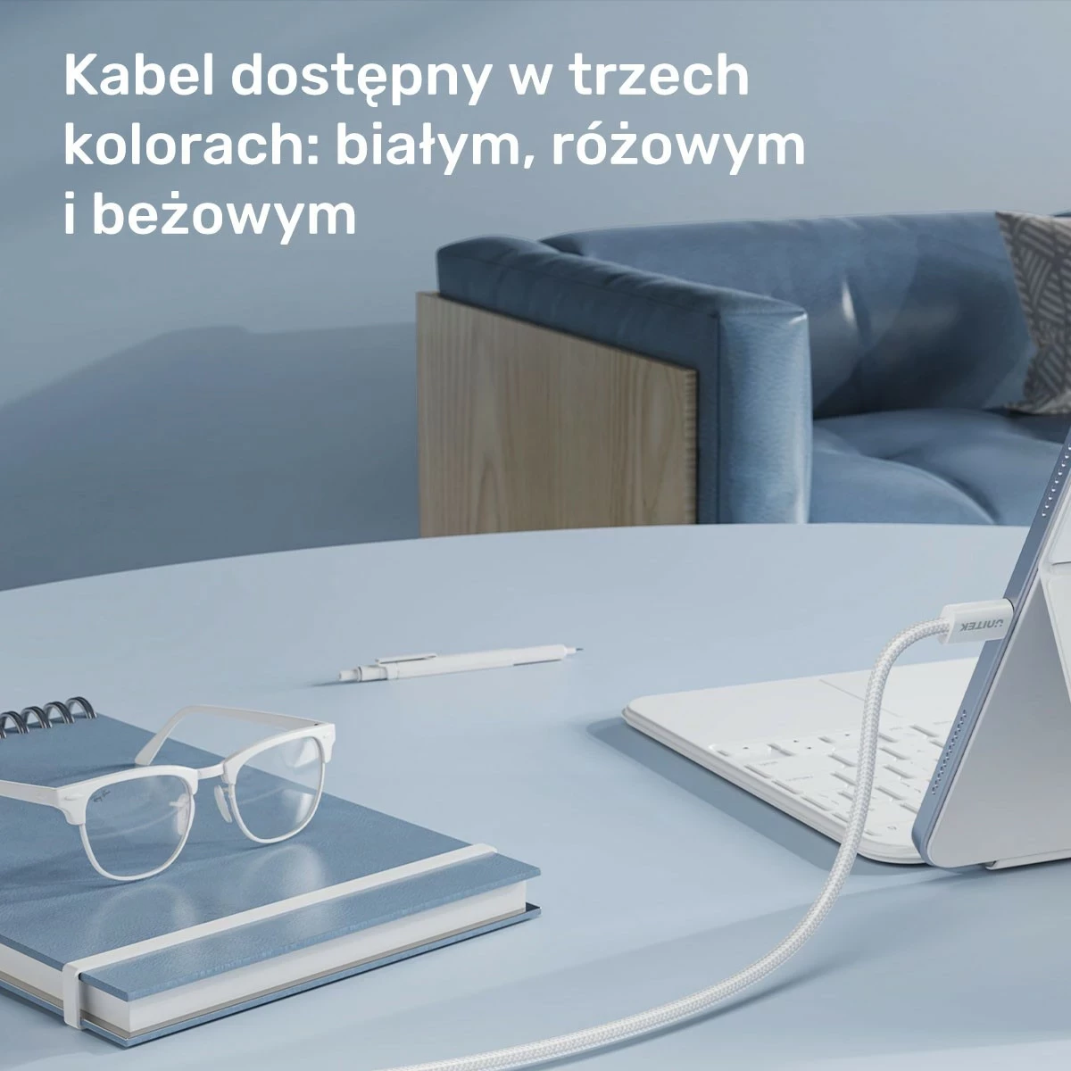 Kabëll Unitek USB-C PD 100W 1m, bezhë