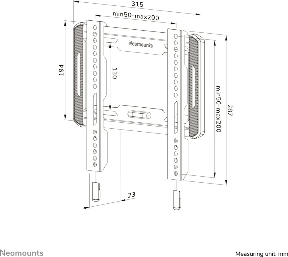 Mbajtëse muri Newstar Neomounts WL30-550BL12, për TV 24-65 inç, ultra e hollë, e zezë