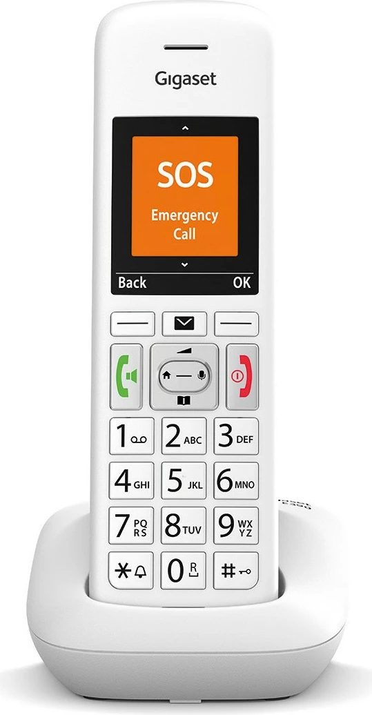 Telefon Gigaset E390, Analog/DECT, Pa tel, Speakerphone, 200 kontakte, Caller ID, Bardhë