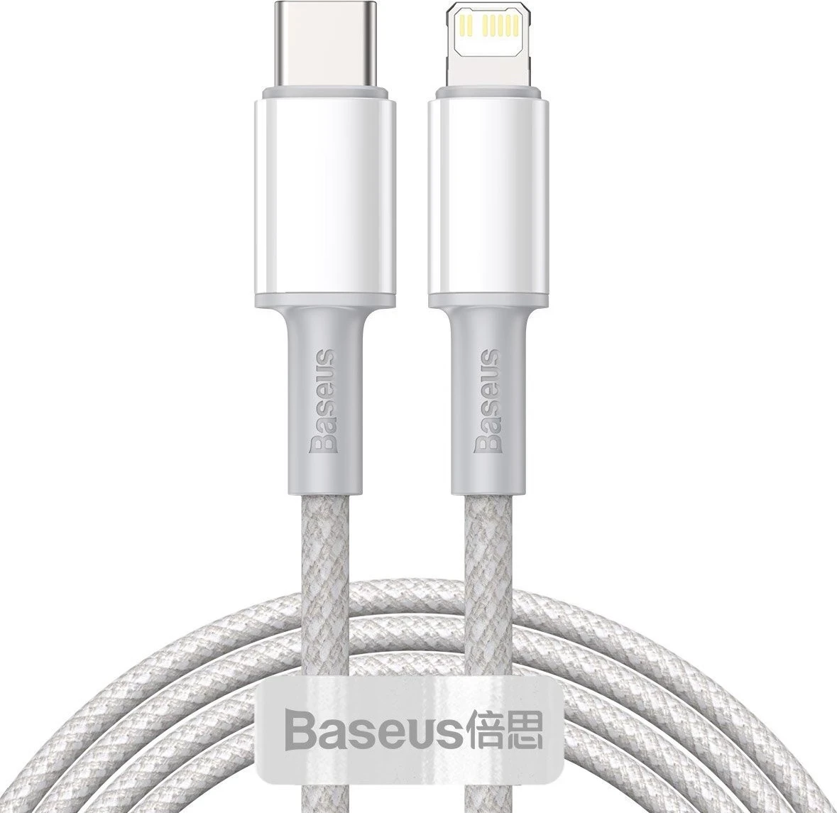 Kabëll Baseus High Density Braided USB-C/Lightning, 20W, 5A, 1m, bardhë