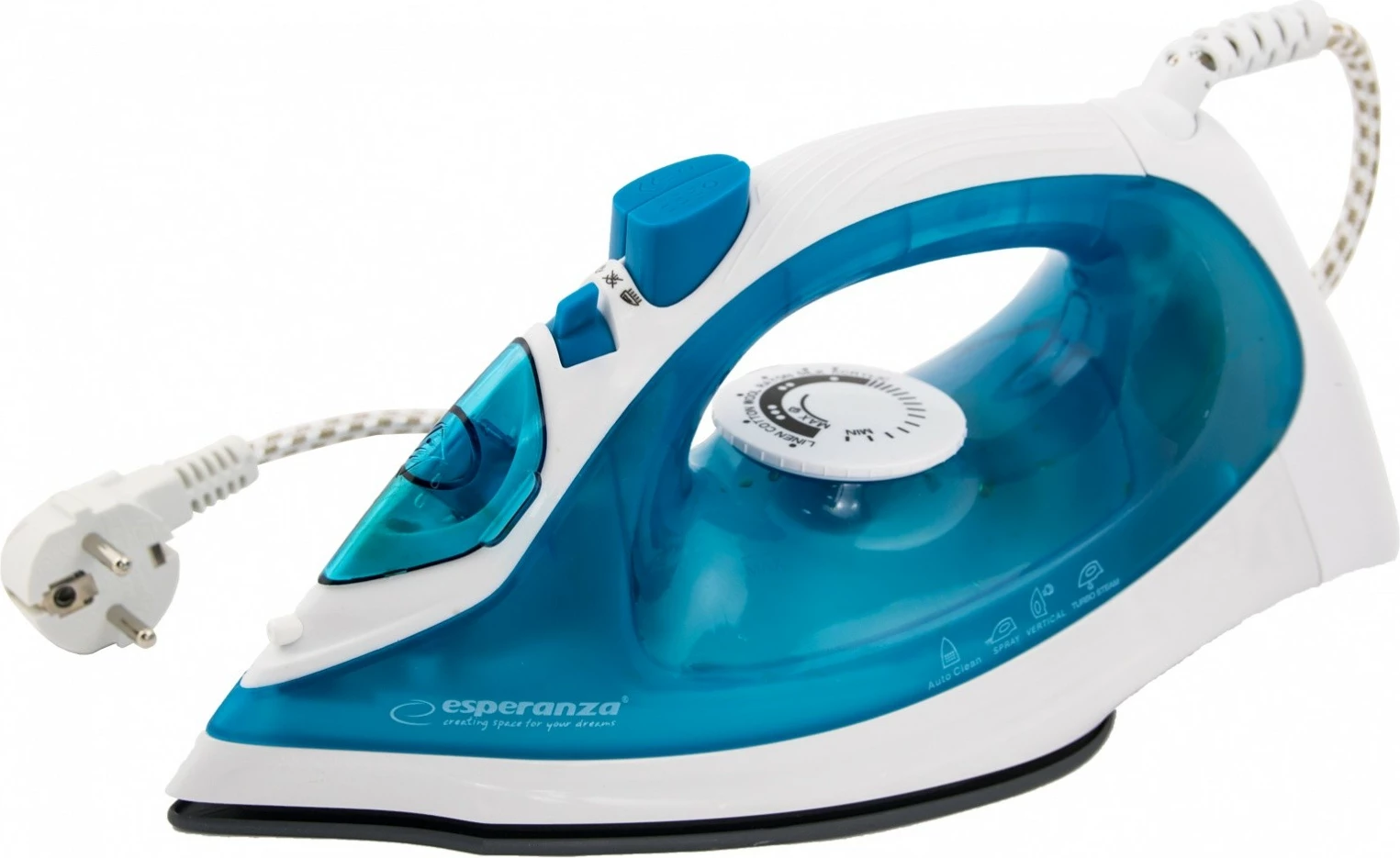 Hekur me avull Esperanza SLIDER EHI002, 2200W, pllakë qeramike, kaltër/bardhë