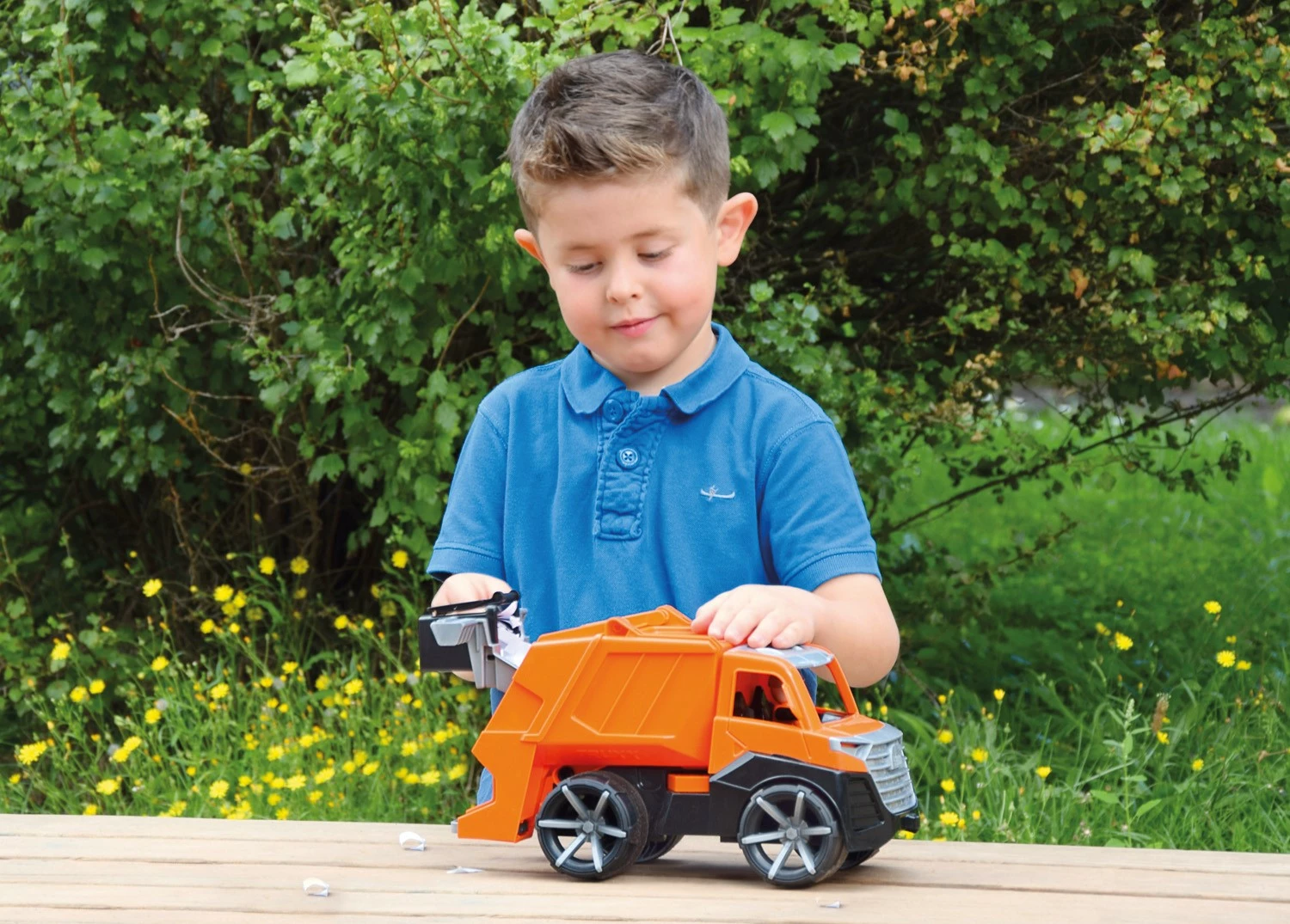 Kamion mbeturinash lodër Lena Truxx2, plastikë, 30 cm, portokalli/zezë/argjend