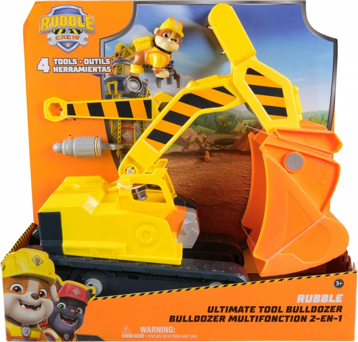 Lodër buldozer Spin Master Rubble & Crew 6073297 me vegla, Verdhë/Portokalli