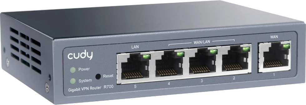 Router VPN, Cudy R700, Multi-WAN Gigabit, server/klient OpenVPN/WireGuard/IPsec, kasë metalike kompakte, e zezë